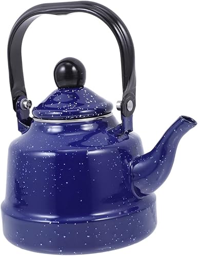 Vintage Enamel Water Kettle Blue Speckled Portable Teapot for Stove Top Boiling Retro Tea Pot with Narrow Spout for Smooth Pouring for Home Tea
