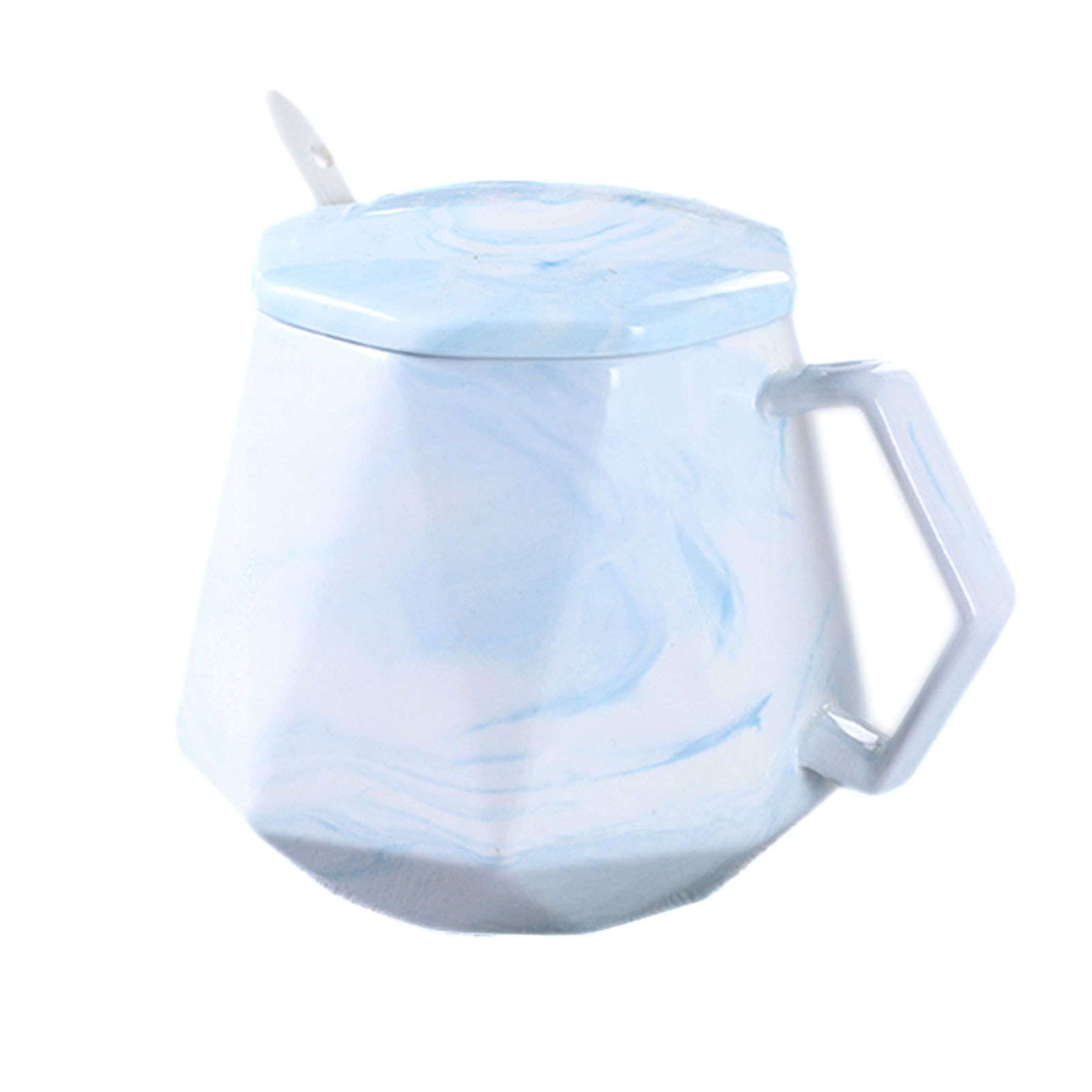 YHNNH, Pots à épices, sucrier en forme de tasse avec couvercle, pot de rangement, sucrier en porcelaine avec cuillère, pot à sel,(White)