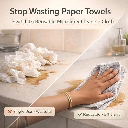 Image of DALUCI Microfiber Cleaning Cloth Roll 40 Pcs (25x25CM) Reusable Tearable Kitchen Cleaning Cloth Ultra Absorbent Lint Free Washable Cleaning Cloth for Kitchen Home Car