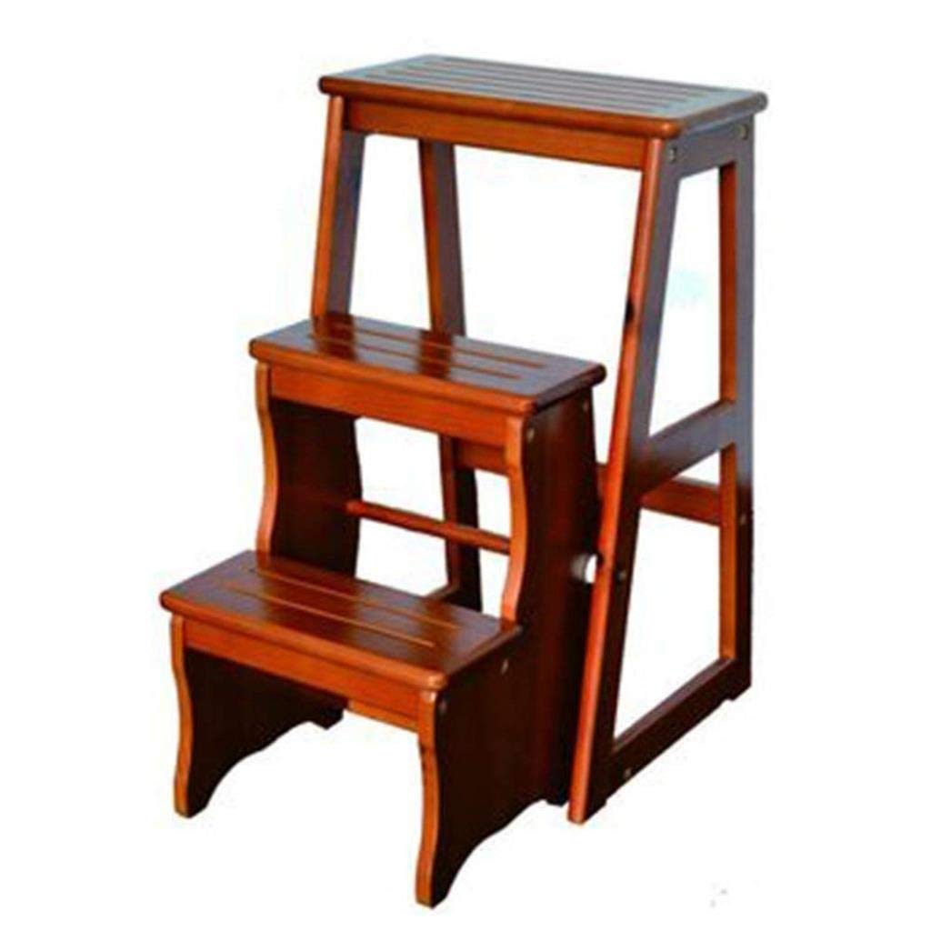Taburete de madera maciza y escalera plegable DASHADAO para casa