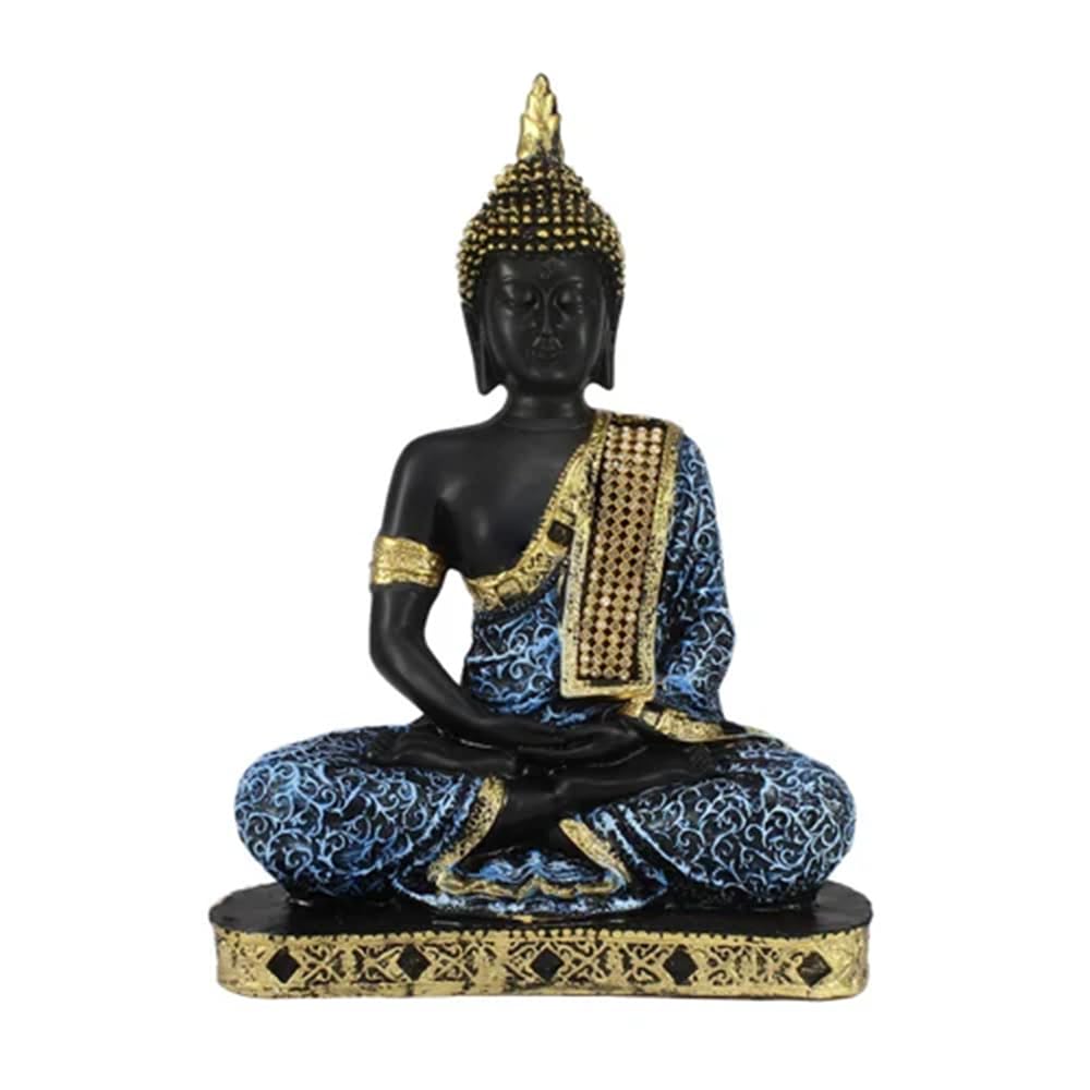 Sitting Buddha Statue - Orange Resin Idol -5