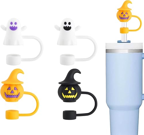 Miniatura 1 de Seeway - Cubiertas para popote de 0.4 pulgadas (0.394 in), 4 piezas de dinosaurios para vaso Stanley de 30 y 40 onzas, popote a prueba de polvo,