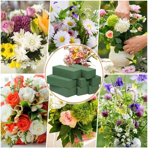 8 Pcs Floral Foam Blocks for Flower Arrangement (7.8” L x 3.5” W x 2.4” H) Wet and Dry Green Floral Foam for Wedding, Birthdays, Home Decorations - Thumbnail 7