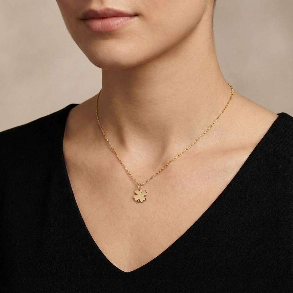 Pendentif – or 18 carats – 0.34 gr – feuille de trèfle porte-bonheur, bijou artisanal – Valeur refuge – Idée cadeau – poinçon 750 – Certificat d’authenticité – Salia Gold Paris
