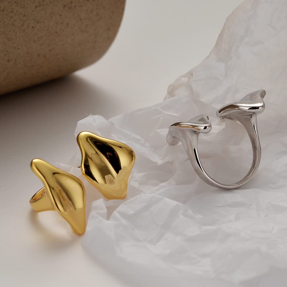 HGJH Anello in Argento 925 da Donna,Anelli Regolabili per Le Donne Irregolarità Placcato Oro Lucido 925 Anelli di Eternità Moda Minimalista FEDI Nuziali Anelli di Promessa per Ragazze Signore
