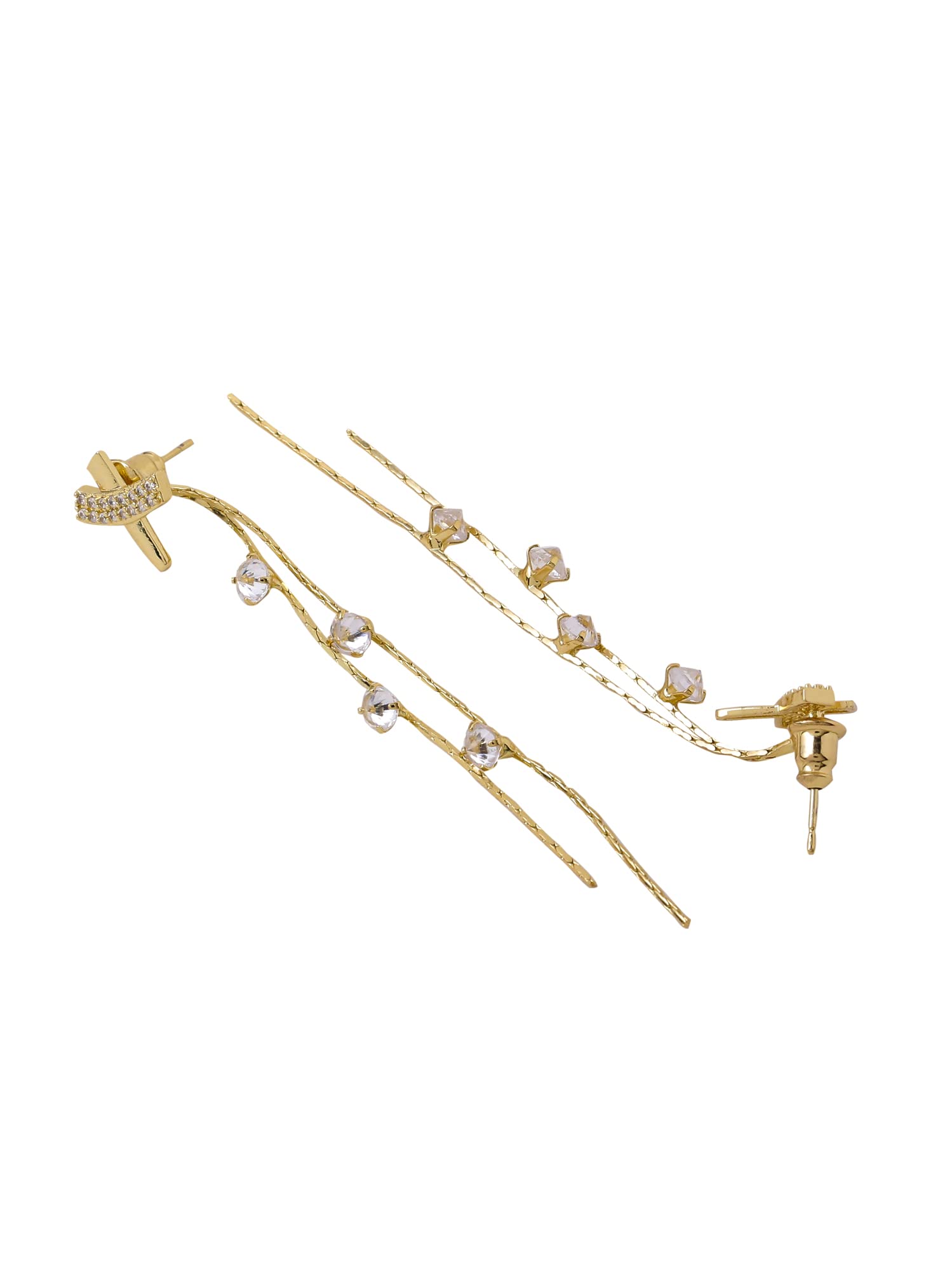 Crystal Dangler Earrings for Women, Long Drop Toned Danglers