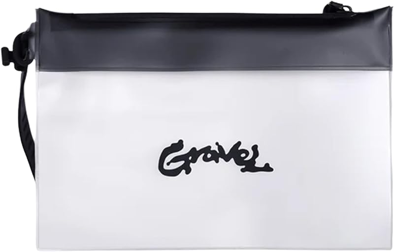 Gravel Necessaire Transparente para Viagem com Fechamento em Zíper, Clear and Gray Script, Modelo v2, 1 Unidade