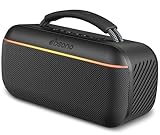 dbsono Portable Bluetooth Speaker Wireless: 100W(Peak) SoundPulse 2.0 with BassBoost, Waterproof Loud Party Speakers, Unlimited Pairing, TWS for Outdoor/Indoor, Beach Vacation Essential, Black