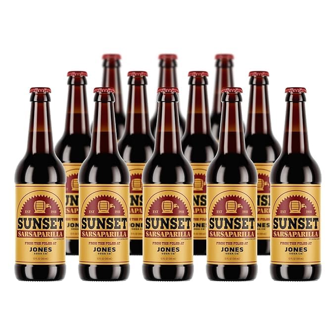 Sunset Sarsaparilla 12oz Jones bottle | 12 Pack highly collectable limited timed offer