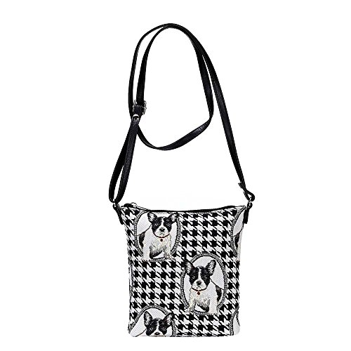 Signare Tapestry Small Crossbody Bag Sling Bag for Women with French Black and White Bulldog Design (SLING-FREN)4