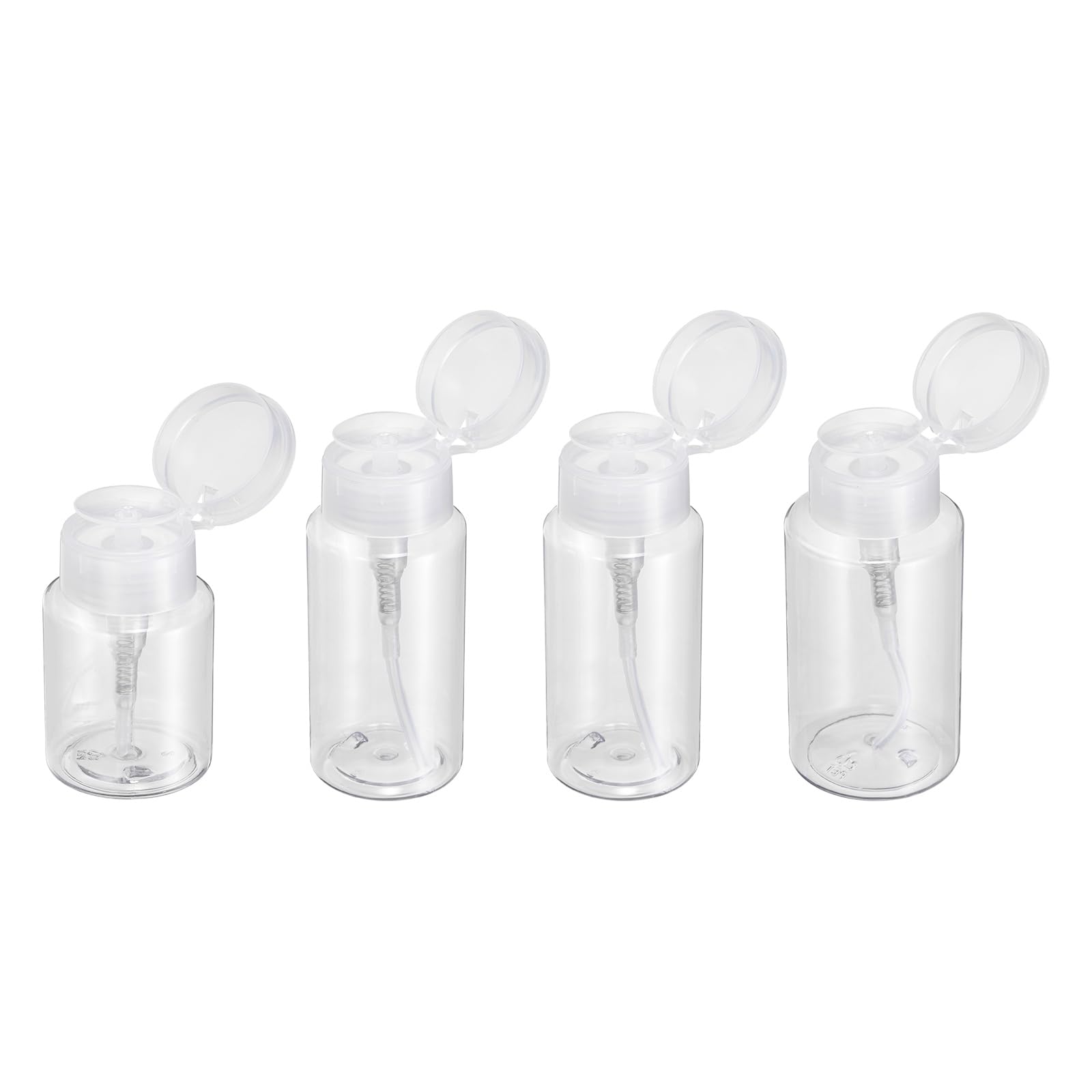 Dispensadores de bomba de empuje hacia abajo, botellas vacías transparentes para alcohol, 4 uds