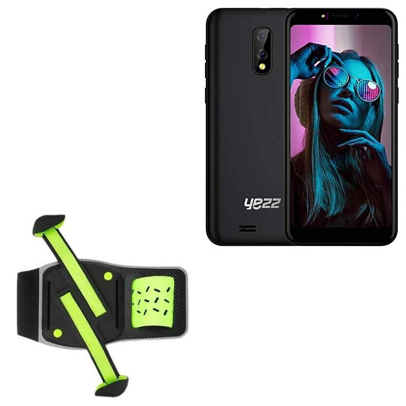 BoxWave Holster Compatible with Yezz Max 1 Plus - FlexSport Armband, Adjustable Armband for Workout and Running - Stark Green