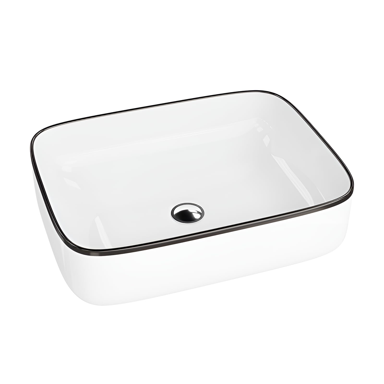 Lavita Aufsatzwaschtisch Galera Black Line Lavabo à poser Rectangulaire Lavabo sans trop-plein et trou de robinetterie En porcelaine de haute qualité Céramique de salle de bain Espace de lavage