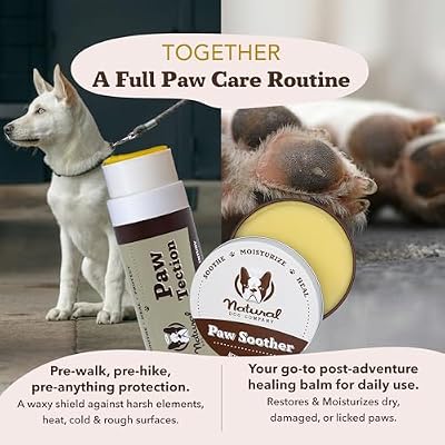 Natural Dog Company Paw Soother Balm & PawTection Stick Bundle for Dogs Moisturizes, Heals & Protects Dry, Cracked Paws Lick-Safe Dog Paw Balm Duo 1 oz Tin + 0.15 oz Stick