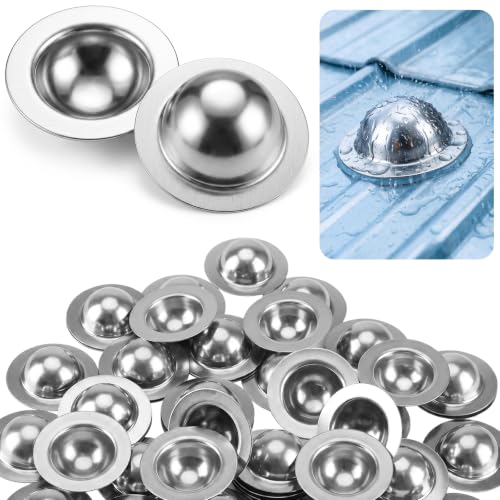Image of 50 Pcs Metal Roof Screw Caps, Stainless Steel Rustproof Waterproof Screw Covers, Bolt Caps Protect Screw Heads (50)