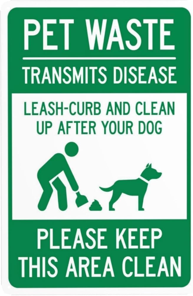 Pet Waste Leash Curb And Clean Up After Your Dog It'S The Law Please Warning Sign Pet Waste Security Metal Signs For Business Home Garage Street Wall Safety Caution Decor Gift For Women Men 8x12 Inch