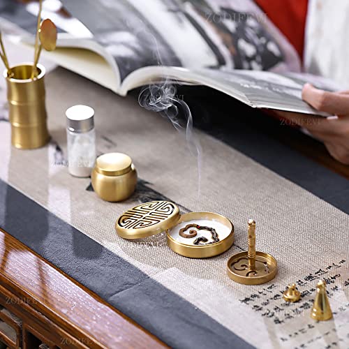 Zodifevi 11 Pcs/Set Brass Incense Making Kit Incense Mold Tool, Diy Backflow Tower Incense Cone Molds,Spoon, Press, Shovel, Brush, Bottle Ideal For Yoga Meditation Home Fragrance #TOP1