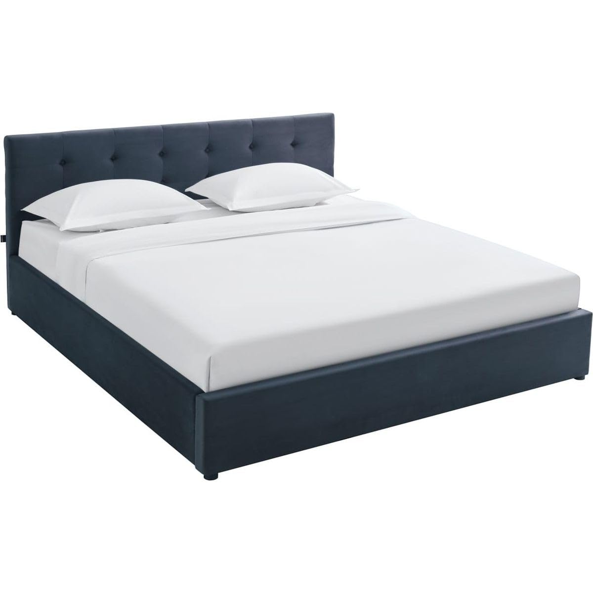 HOMIFAB Ensemble Lit Coffre Adulte 180x200cm avec tête de lit en Velours Gris foncé - Tina + Matelas mémoire de Forme - Dual Confort