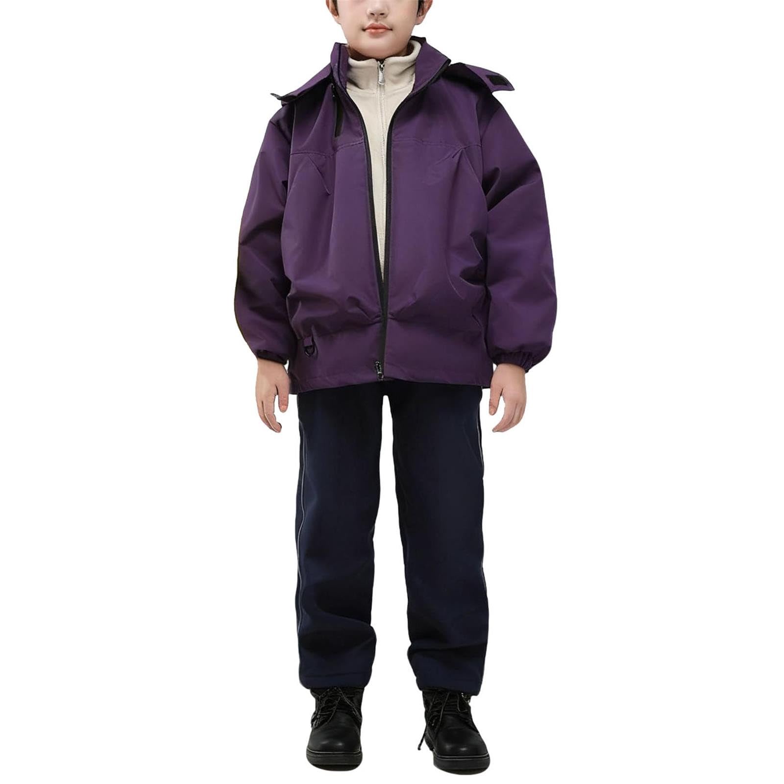 Chandal Niño Niña Traje de Exterior para Niños y Niñas 3 Piezas Chaqueta Impermeable con Capucha + Top Cálido de Forro Polar + Pantalones Largo Conjunto Deportivo a Prueba de Viento Impermeable