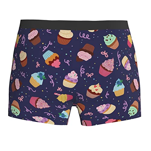 Cupcakes On Deep Blue Men'S Boxer Briefs Underpants Shorts Underwear For Men Boyfriend2