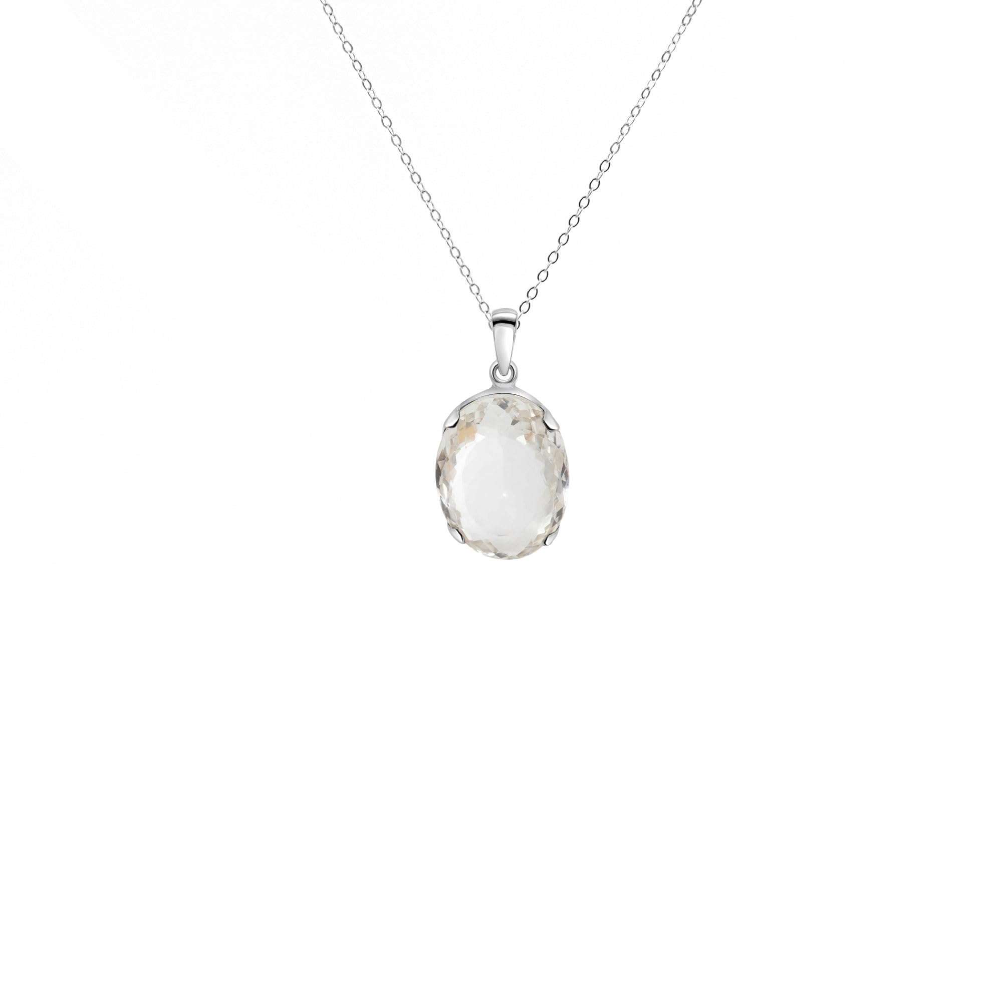 Cable Chain 1,0mm Halskette 925 Sterling Silber Bergkristall Anhänger Damen/Herren Schmuck