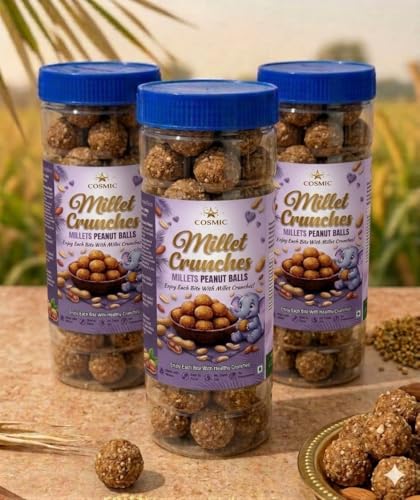 Image of Cosmic Millet Crunches Peanut Balls | Healthy Multi Millet Snack for Kids & Adults | Sweetened with Natural Jaggery | Crunchy Peanut Balls | Rich in Fibre | 80g