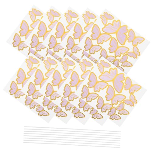 SUPVOX 10 Hojas Inserto de tarjeta de morada de bordes dorados feliz cumpleaños pastel topper Adorno de pastel de decoración de pastel de para fiesta Toppers