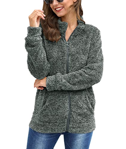 BesserBay Teddy Fleecejacke Lang Winter Warm Fleecejacke Damen Schick Teddy...