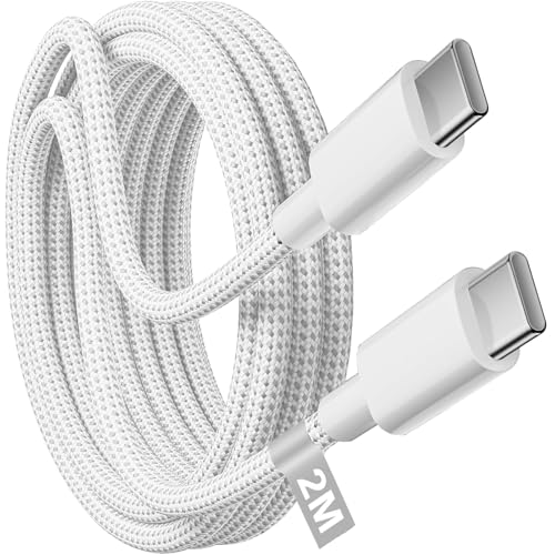 Image of KP TECHNOLOGY 60W Fast Charger Cable for Sony Xperia 1 VIII, Nylon Braided Charging Cable USB C to C Charger Cable (WHITE, 2M)