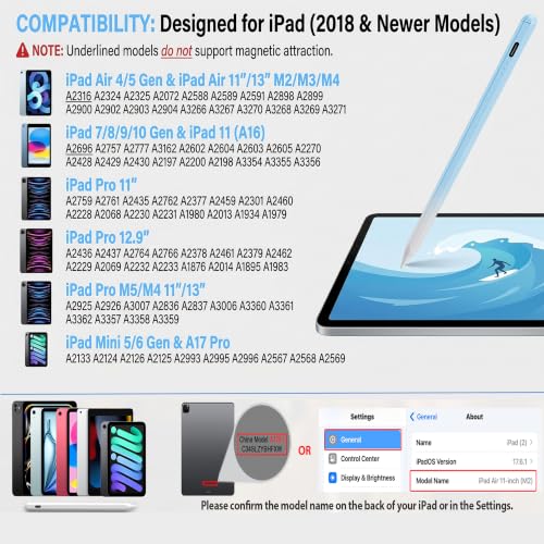 Image of JEDOUBAL Stylus Pen for iPad 2018-2026, 3X Fast Charging iPad Pencil with Palm Rejection & Tilt Sensitivity, Apple Pencil Alternative No Bluetooth Required Compatible with iPad Pro Air Mini