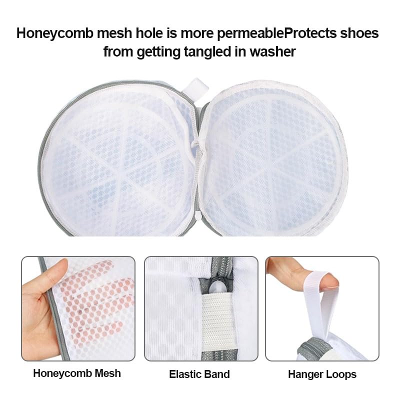 Shoes Wash Bags, Laundry Shoe Mesh Bag with Zipper for Washing and Drying Machine, Reusable and Durable Reinforced Shoe Cleaning Bag, Shoe Cleaning Laundry Bag for Gym Shoes, Sneaker, Slipper-White4