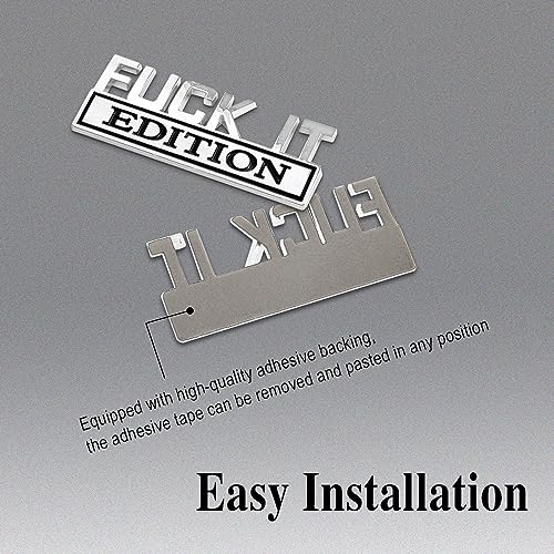 Image of Fuck IT Edition Emblem, Car Exterior Emblems Badge 3D Sticker Decal, Fuck-IT Edition Emblem 3D Fender Badge Decal, 3D Fender Badge Decal Car Truck Replacement, Fit for All Cars (Sliver Black 1)
