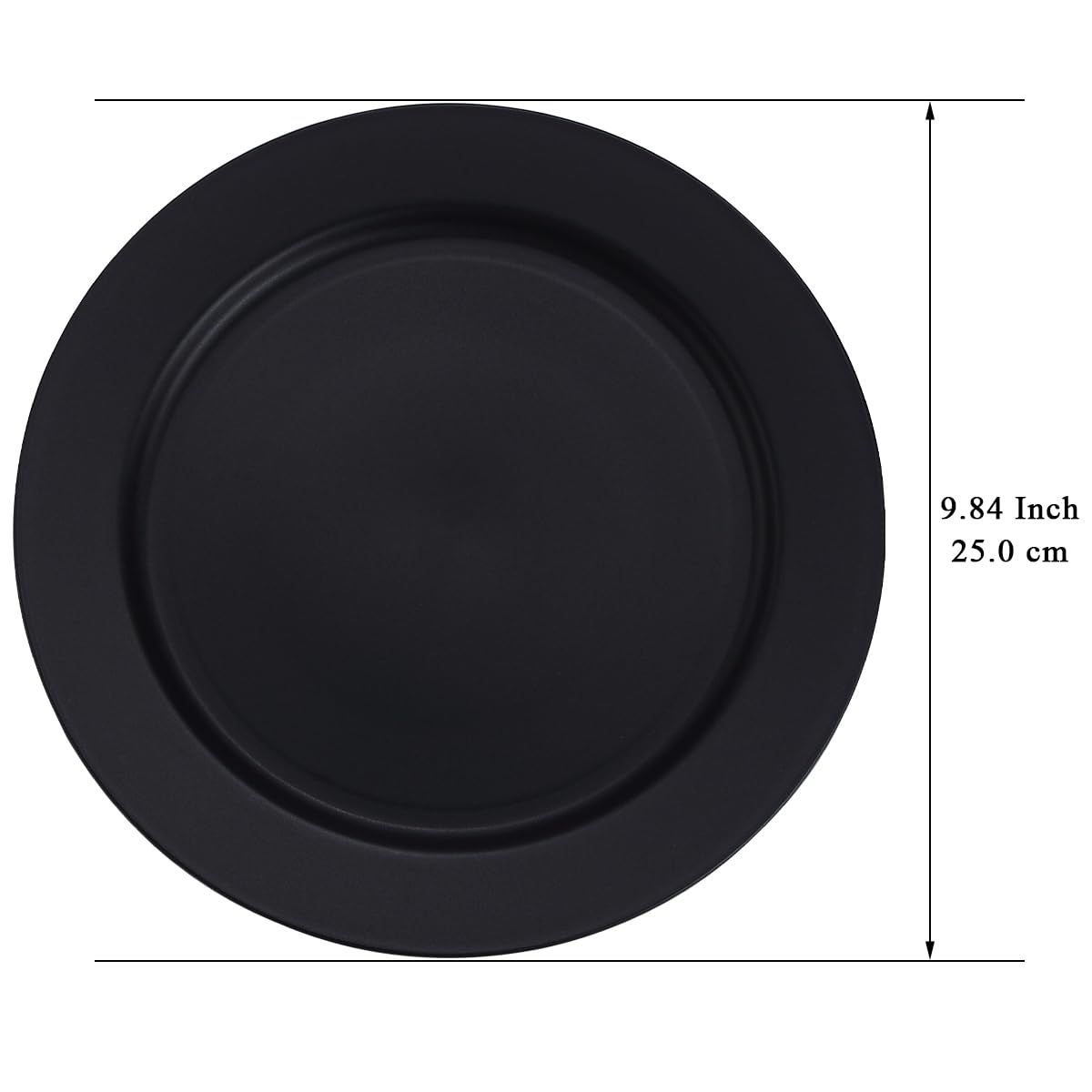 Berglander Set di piatti in plastica nera da 12 pezzi da 25cm riutilizzabili, piatti per insalate, ciotole per pasta, facili da trasportare per casa, giardino, picnic, campeggio, all'aperto