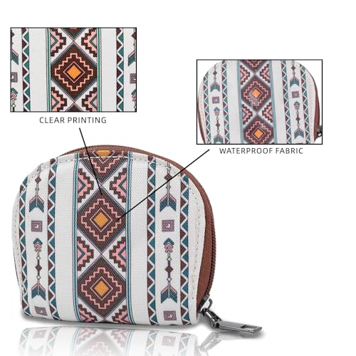 Bohemian Mini Wallet And Card Holder Stylish Retro Coin Purse For Women (Beige)4