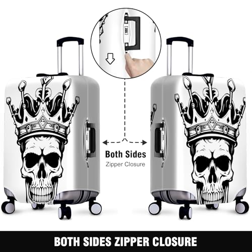 Travel Luggage Cover Suitcase Protector Scratch-Resistant Fit Not Included Suitcase Human Skull King In Crown Sketch Hand Drawn XL-30-32in2