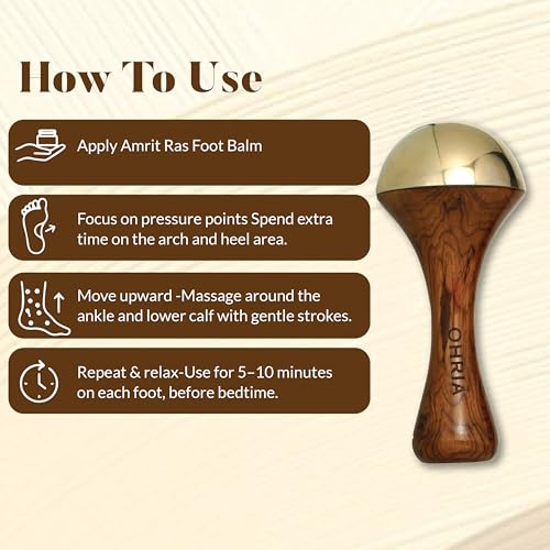 Image of Ohria Ayurveda Kansa Foot Massage Wand | Traditional Ayurvedic Foot Massager with Teakwood Handle & Kansa Cap for Deep Relaxation| Premium Kansya Wand| Soothes Tired Feet| For blood circulation & Stress Relief - 1 Piece