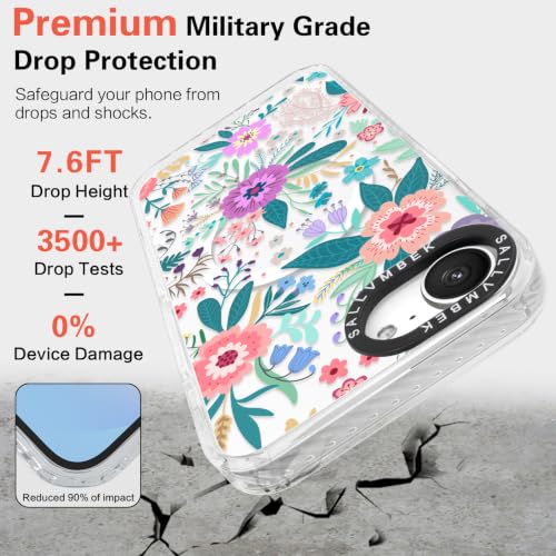 Coque iPhone 16e protège des chocs transparente motif floral