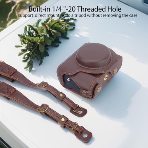 Funda para cámara Bowan G7X Mark II y Mark III de cuero vintage miniatura 3