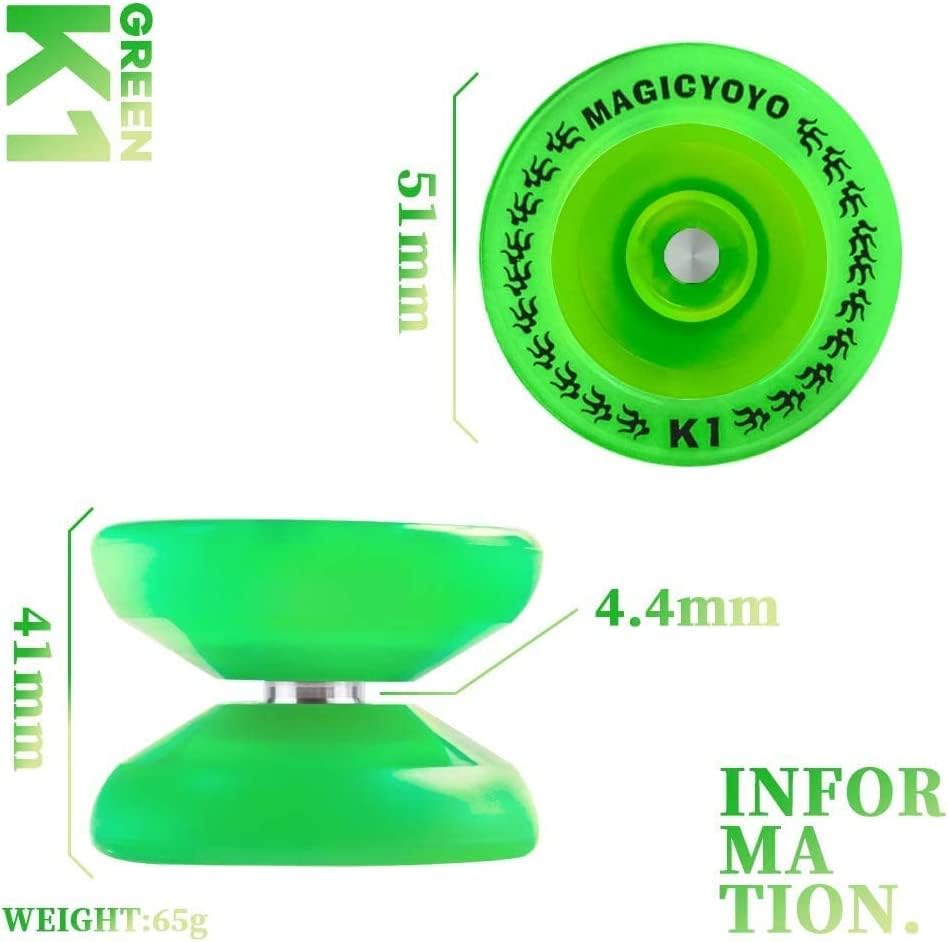 Miniatura 4 de MAGICYOYO K1-Plus Green Yoyo Yoyo profesional sensible para niños, Yo Yo Yo Pro Trick Yo-yo+12 cuerdas de Yoyo+guante+bolsa Yoyo, paquete con funda
