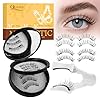 QUEWEL Magnetic Eyelashes with Applicator, 2 Pairs Natural Look Reusable Magnetic Lashes No Glue Needed Lightweight False Eyelashes Easy to Use (DH01+03)