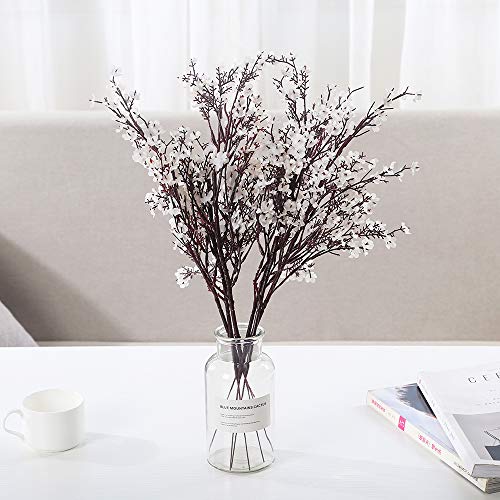 Momkids 6 Pcs Babys Breath Artificial Flowers Bulk Faux Silk Flower Gypsophila Bouquet Winter Real Touch Fake Floral For Office Kitchen Wedding Restaurant Centerpieces Christmas Party Decor (White) #TOP4