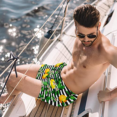 Short de plage à séchage rapide JDEZ maillot de bain homme rayures agrumes