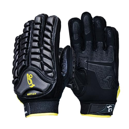 Kookaburra Siege Hockey Glove - Full Hand Protection, Rubberised Palm, Black - XS R/H, Xsmall Right Hand