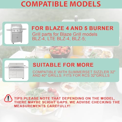 Image of Full Size Griddle Insert for Blaze 4 /5 Burner BLZ-4LTE BLZ-5 Grill Parts | For summerset sizzler 32 inch& 40'' RCS RJC32A, AOG grill part, no coating griddle with gloves, even heating, 29''L x 17.9''W