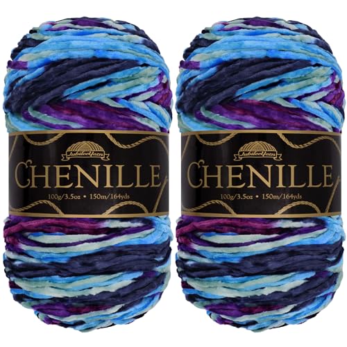 JubileeYarn Chenille Yarn - Worsted Weight - 100g/Skein - Nibiru - 2 Skeins, 218 Nibiru
