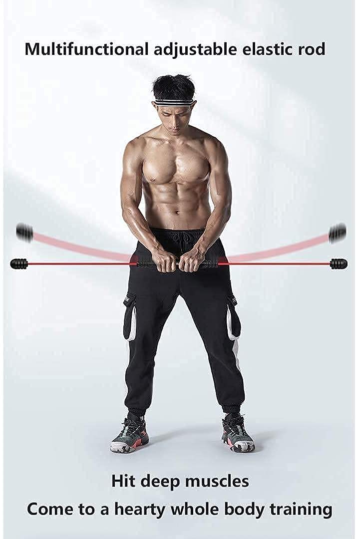 Sport Schwingstab Fitness Swingstick Schwerkrafttrainer zum Trainieren der Tiefenmuskulatur Fitness Bar Multifunktions-Trainingsstange 160CM Swing Bar Tremor Elastic Bar, Muskelvibration Stimuliert ti