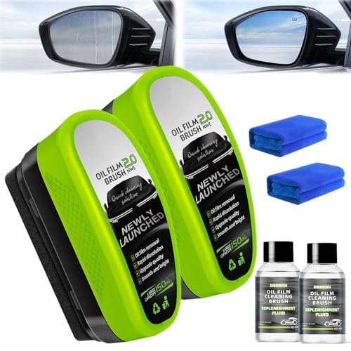 SUNDEER Automotive Oil Film Cleaning Brush for Car Windows Glass Oil Film Remover for Car 2026 Upgrade 2.0 Cleaning Doard 150ml Universal clear vision windshield cleaner Prevents Rain and Fog.