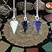 DUQGUHO 3 Pcs Crystal Pendulum Set Wiccan Accessories Divination Tools Natural Opal Labradorite Lapis Lazuli Healing Crystal Quartz for Reiki Pointed Crystal Grid Meditation Gemstone Pendants