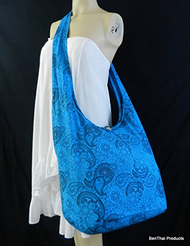 Image of BTP! Thai Cotton Hippie Hobo Sling Crossbody Bag eco Friendly Shopping bag Paisley Print Large