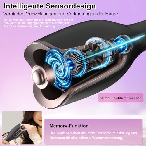 BUJIYI Rizador de Pelo Automatico, Rizador Pelo Ondas, con 4 Niveles de Temperatura Ajustables, 3 Opciones de Tiempo de Calentamiento, Diseño Antiquemaduras, no Daña el Cabello (Negro intenso) - imagen 4